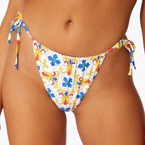 WeWoreWhat Ruched String Bottom In Pearl Tile Size L - Picture 1 of 8